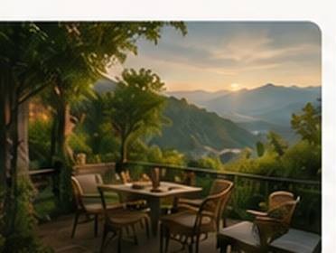 Outdoor dining with mountain views