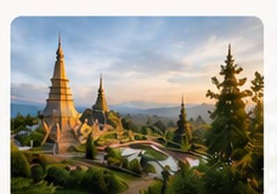 Temple gardens in Chiang Mai mountains